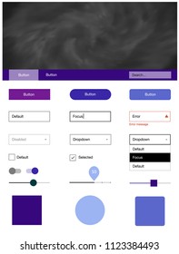Dark Pink, Blue vector Material Design Kit with stars. Beautiful ui ux kit with colorful sky in its header. Simple colorful design for websites.