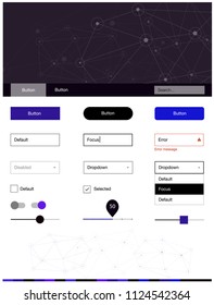 Dark Pink, Blue vector Material Design Kit with lines, circles. Style guide with triangles, circles on abstract background. Modern template for your landing page.