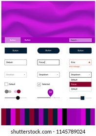 Dark Pink, Blue vector Material Design Kit with liquid shapes. Glitter abstract illustration with blurred bubble shapes.. This sample is for your landing page.