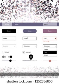 Dark Pink, Blue vector Material Design Kit with dots. Modern Style guide with colorful gradient circles in its header. Simple colorful design for websites.