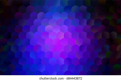 Dark Pink, Blue vector modern geometrical circle abstract background. Dotted texture template. Geometric pattern in halftone style with gradient. 