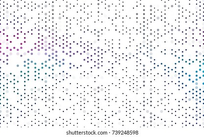 Dark Pink, Blue vector modern geometrical circle abstract background. Dotted texture template. Geometric pattern in halftone style with gradient. 