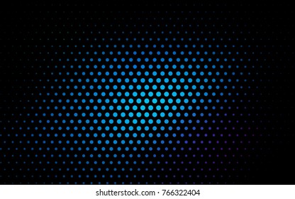 Dark Pink, Blue vector modern geometrical circle abstract background. Dotted texture template. Geometric pattern in halftone style with gradient. 