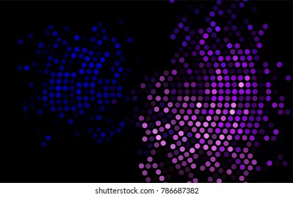 Dark Pink, Blue vector modern geometrical circle abstract background. Dotted texture template. Geometric pattern in halftone style with gradient. 