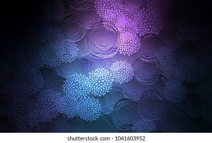 Dark Pink, Blue vector natural abstract pattern. Sketchy doodles with flowers on blurred background. The pattern can be used for wallpapers and coloring books.