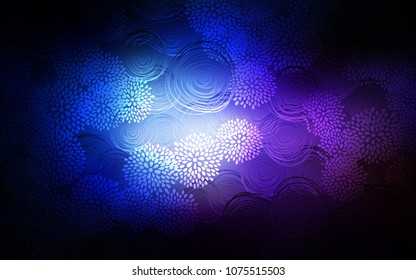 Dark Pink, Blue vector natural abstract design. Sketchy doodles with flowers on blurred background. Hand painted design for web, wrapping, wallpaper.