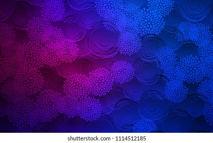 Dark Pink, Blue vector natural abstract pattern. Modern geometrical abstract illustration with flowers. Hand painted design for web, wrapping, wallpaper.