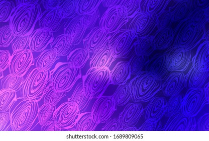 Plantilla abstracta natural vectorial azul oscuro rosa. Ilustración abstracta brillante con doodles y rosas. El mejor diseño borroso para su negocio.