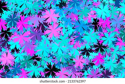Dunkelrosa, Blaues, Vektorgrafik-Naturmuster mit Blumen. Skizzenhafte Doodle-Blumen auf weißem Hintergrund. Muster für Tapeten, Farbbücher.