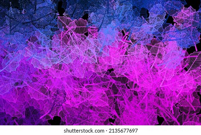 Dark Pink, Blue vector natural background with leaves. Abstract illustration with leaves, flowers in doodles style. Template for backgrounds of cell phones.