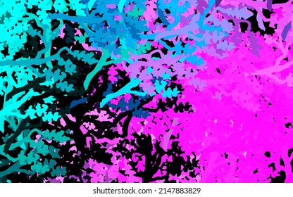 Dark Pink, Blue vector natural backdrop with leaves, branches. Colorful abstract illustration with leaves in doodle style. Brand new design for your business.