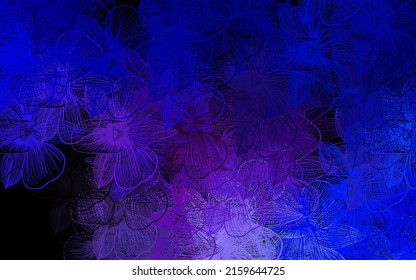 Dark Pink, Blue vector natural background with flowers. Shining colored illustration with flowers. Hand painted design for web, wrapping.