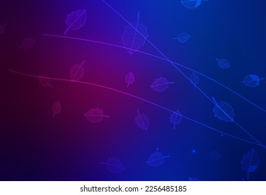 Dark Pink, Blue vector natural background with trees, branches. Colorful illustration in doodle style with flowers. Template for backgrounds of cell phones.