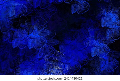 Dark Pink, Blue vector natural pattern with flowers. Sketchy doodle flowers on white background. Elegant pattern for your brand book.
