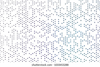 Dark Pink, Blue vector pattern with colored spheres. Geometric sample of repeating circles on white background in halftone style.