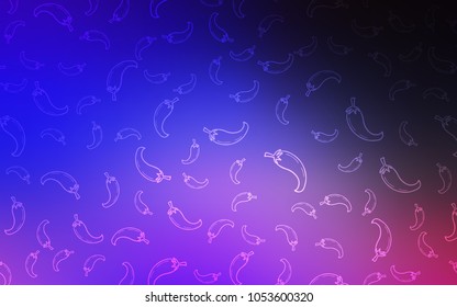 Dark Pink, Blue vector pattern with fresh peppers. Glitter abstract sketch with hot peppers. Pattern for ads of breakfast, lunch, dinner.