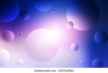 Dark Pink, Blue vector pattern with spheres. Blurred decorative design in abstract style with bubbles. Pattern can be used for beautiful websites.