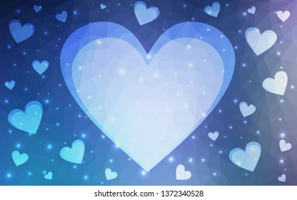 Dark Pink, Blue vector  pattern with colorful hearts. Glitter abstract illustration with colorful hearts in romantic style. Pattern for valentine's ad, booklets.