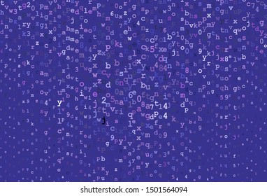 Dark Pink, Blue vector pattern with ABC symbols. Modern geometrical illustration with ABC english symbols. Pattern for ads, poster, banner of books.