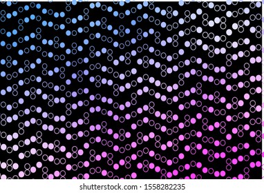 Dark Pink, Blue vector pattern with spheres. Glitter abstract illustration with blurred drops of rain. Design for business adverts.