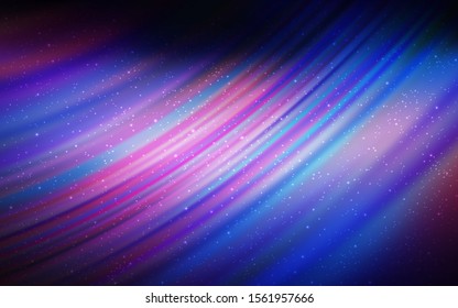 Dark Pink, Blue vector pattern with night sky stars. Space stars on blurred abstract background with gradient. Best design for your ad, poster, banner.