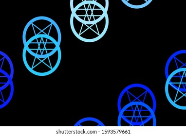 Dark Pink, Blue vector pattern with magic elements. Illustration with magical signs of spiritual power. Simple design for occult depiction.