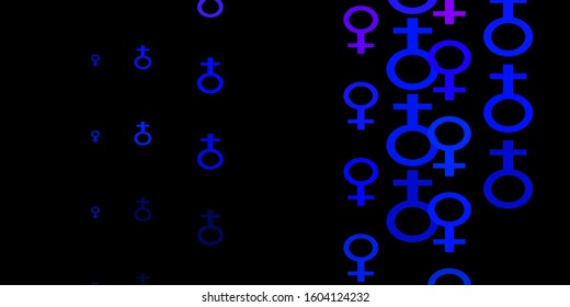 Dark Pink, Blue vector pattern with feminism elements. Colorful illustration with gradient feminism shapes. Design for International Women’s Day.