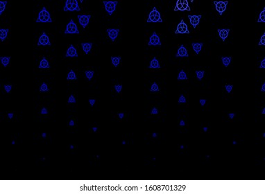 Dark Pink, Blue vector pattern with magic elements. Illustration with magical signs of spiritual power. Best design halloween events.