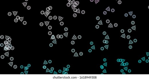Dark Pink, Blue vector pattern with magic elements. Retro design in abstract style with witchcraft forms. Simple base for your occult design.