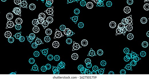 Dark Pink, Blue vector pattern with magic elements. Colorful vintage illustration with gradient alchemy shapes. Best design halloween events.