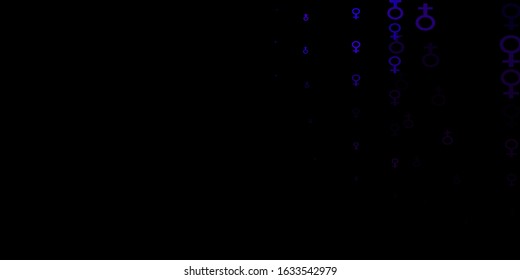 Dark Pink, Blue vector pattern with feminism elements. Illustration with signs of women's strength and power. Elegant design for wallpapers.