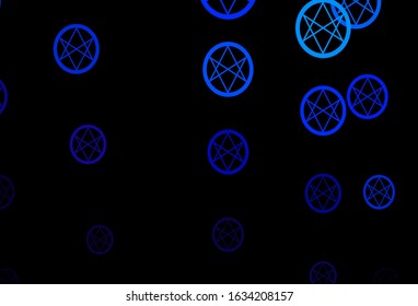 Dark Pink, Blue vector pattern with magic elements. Illustration with magical signs of spiritual power. Simple base for your occult design.