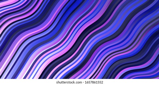 Dark Pink, Blue vector pattern with wry lines. Brand new colorful illustration with bent lines. Pattern for commercials, ads.