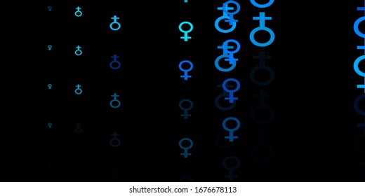 Dark Pink, Blue vector pattern with feminism elements. Colorful illustration with gradient feminism shapes. Background for International Women’s Day.