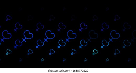 Dark Pink, Blue vector pattern with feminism elements. Colorful feminism symbols with a gradient in modern style. Simple design for your web site.