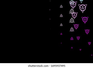 Dark Pink, Blue vector pattern with magic elements. Colorful vintage illustration with gradient alchemy shapes. Background for esoteric, mystic designs.
