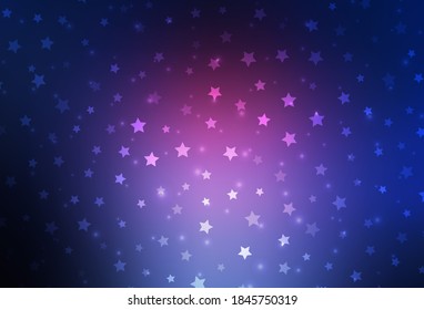 Dark Pink, Blue vector pattern with christmas snowflakes, stars. Colorful snowflakes with gradient snowflakes. Design for New Year posters, banners.