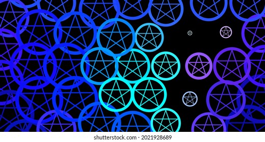 Dark Pink, Blue vector pattern with magic elements. Illustration with magical signs of spiritual power. Simple base for your occult design.