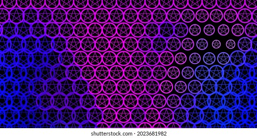 Dark Pink, Blue vector pattern with magic elements. Colorful vintage illustration with gradient alchemy shapes. Simple base for your occult design.