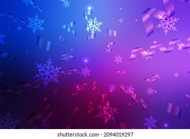 Dark Pink, Blue vector pattern in Christmas style. A Smart Illustration with gradient Christmas elements. Template for lettering, typography.