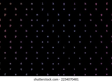 Dark pink, blue vector pattern with ABC symbols. Colored alphabet signs with gradient on white background. Template can be used as a background for ads of typography.