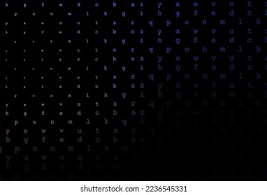 Dark pink, blue vector pattern with ABC symbols. Shining illustration with ABC symbols on abstract template. Smart design for your business advert of university.