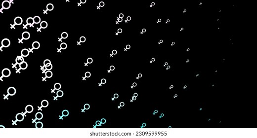 Dark Pink, Blue vector pattern with feminism elements. Colorful feminism symbols with a gradient in modern style. Elegant design for wallpapers.