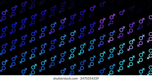 Dark Pink, Blue vector pattern with feminism elements. Abstract illustration with a depiction of women's power. Simple design for your web site.