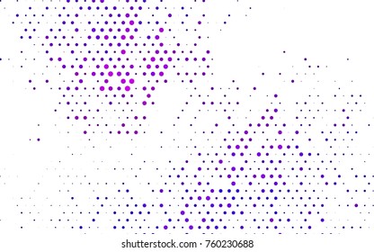 Dark Pink, Blue vector pattern with colored spheres. Geometric sample of repeating circles on white background in halftone style.