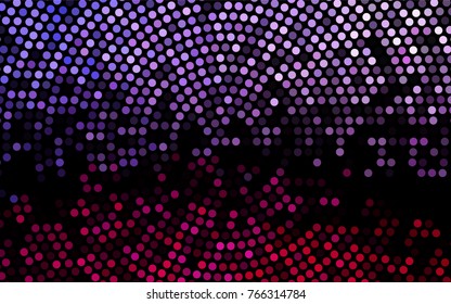 Dark Pink, Blue vector pattern with colored spheres. Geometric sample of repeating circles on white background in halftone style.