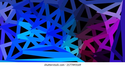 Plantilla de triángulo de poli vectorial azul rosa oscuro. Elegante ilustración abstracta con triángulos gradientes. Patrón inteligente para sitios web.