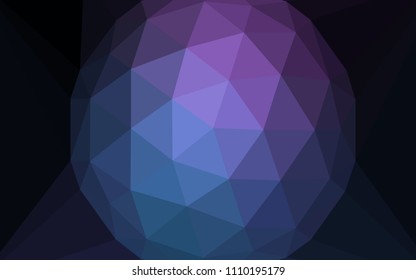 Dark Pink, Blue vector polygon abstract layout with a gem in a centre. Illustration in halftone style with triangles. Brand new design for your business.
