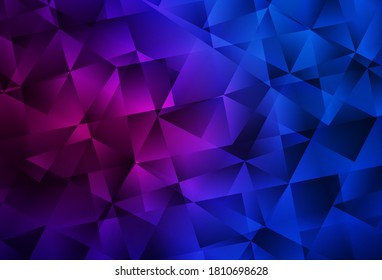 Dark Pink, Blue vector polygon abstract backdrop. Shining polygonal illustration, which consist of triangles. Best triangular design for your business.