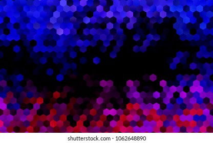 Dark Pink, Blue vector polygonal illustration, which consist of hexagons. Hexagonal pattern for your business design. Geometric background in Origami style with gradient. 